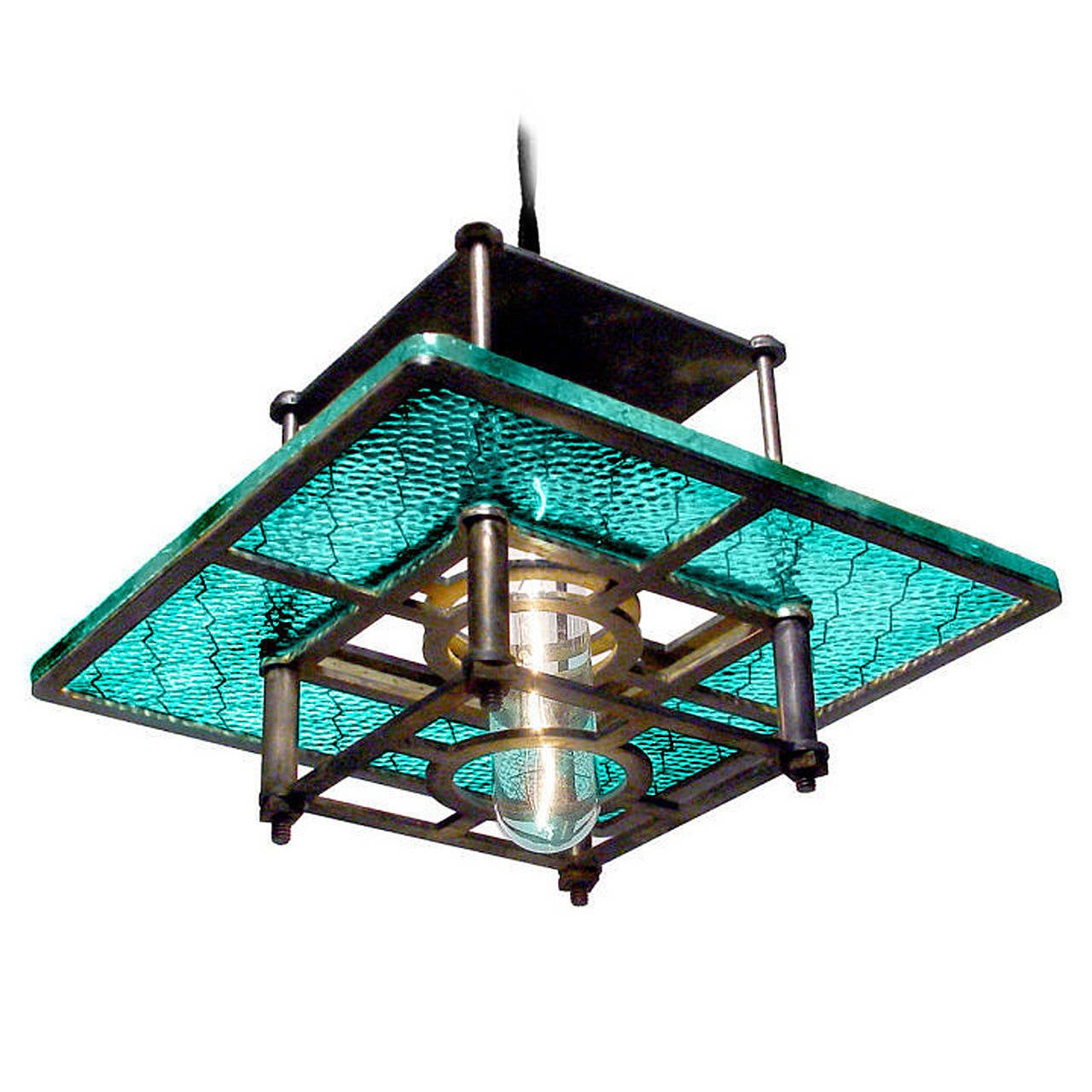 Skeletal Blue Wire Glass Pendant Lamps For At 1stdibs Skeletal Blue Wire Glass Pendant Lamps For
