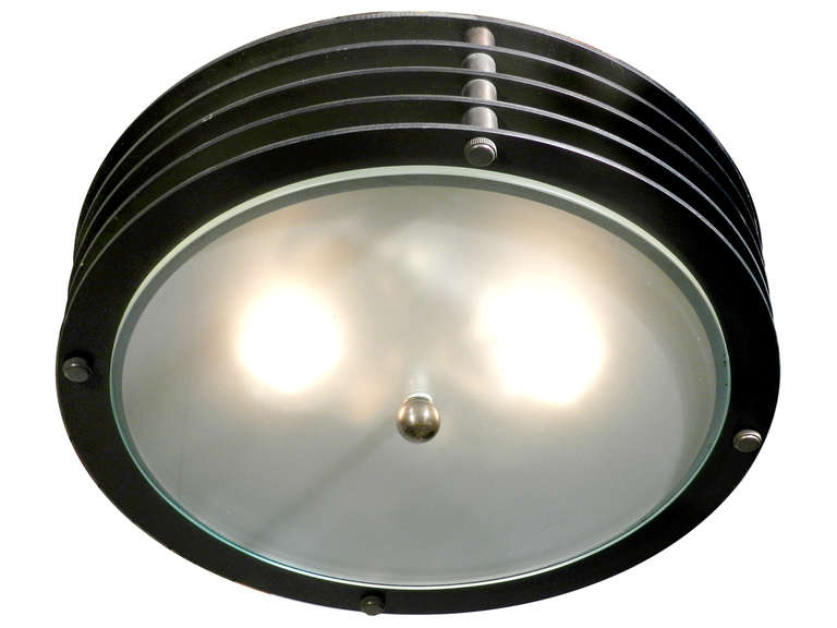 Simple Round Vented Flushmount or Pendent In Excellent Condition In Peekskill, NY