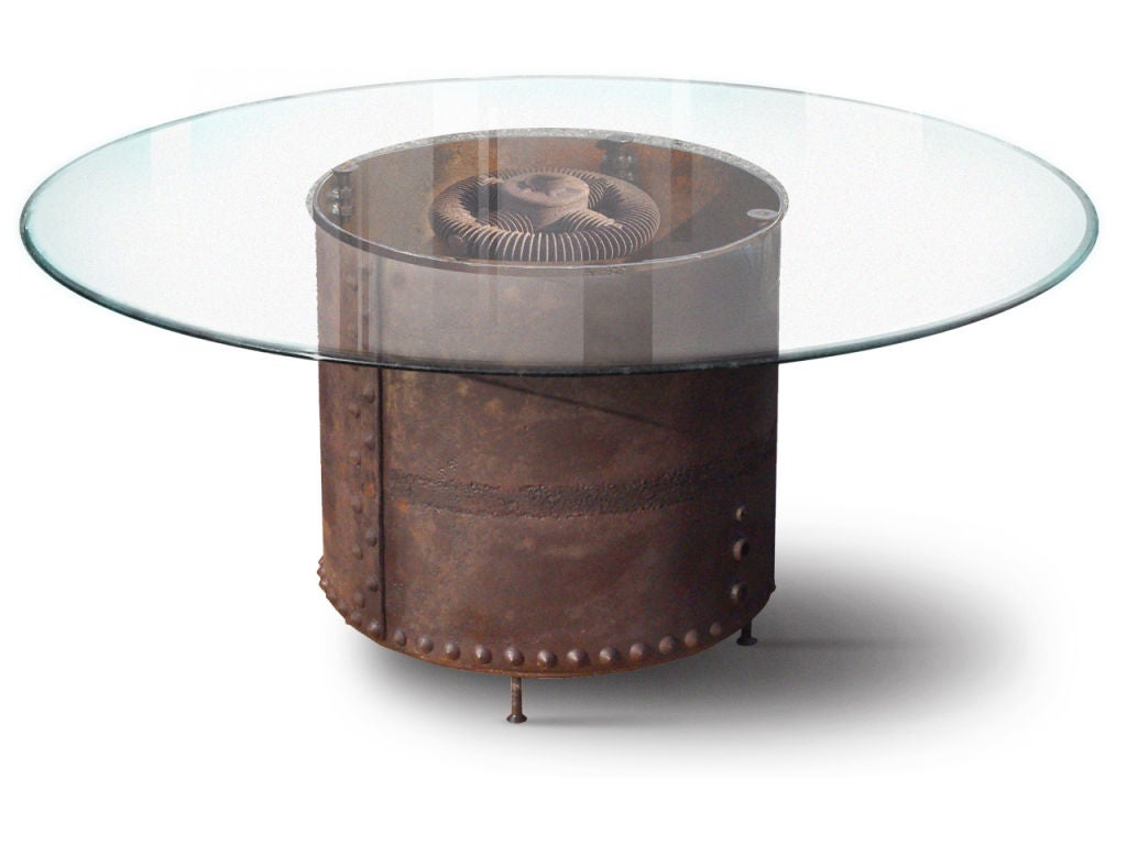 19th Century Table With Heavy Riveted Industrial Base