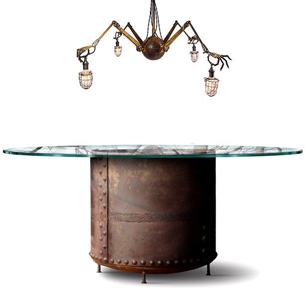 Table With Heavy Riveted Industrial Base 1