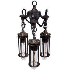 Antique Petite 3 Cage Industrial Chandelier