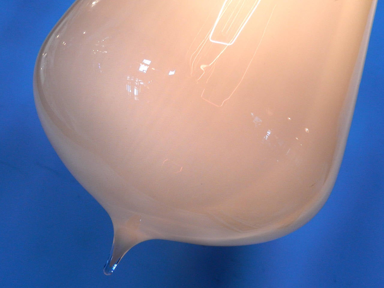 Large Teardrop Vaseline Opaline Glass Pendants