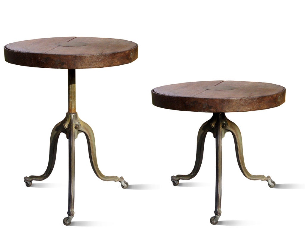 Adjustable Industrial Height Dining or Bar Table - 200 year old