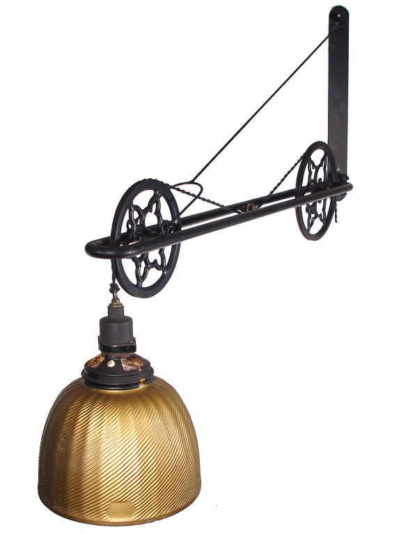 Ornate Industrial Mercury Glass Swing Arm Pulley Lamp 2