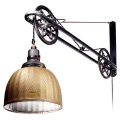 Ornate Industrial Mercury Glass Swing Arm Pulley Lamp