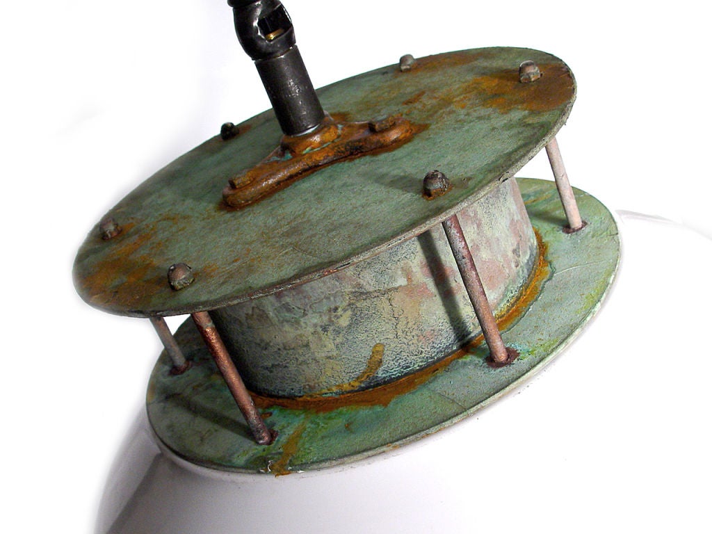 Striking Oversized Industrial Dome Pendent Lamp In Excellent Condition In Peekskill, NY