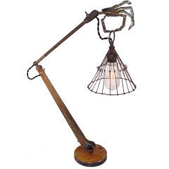 Vintage Striking and Bizarre Hand Table Lamp