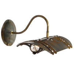 Steel and Brass Industrial Arched Shade Sconce