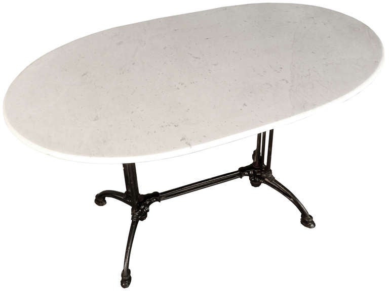 Art Nouveau Original French Bestro Table - Carrara Marble and Irom