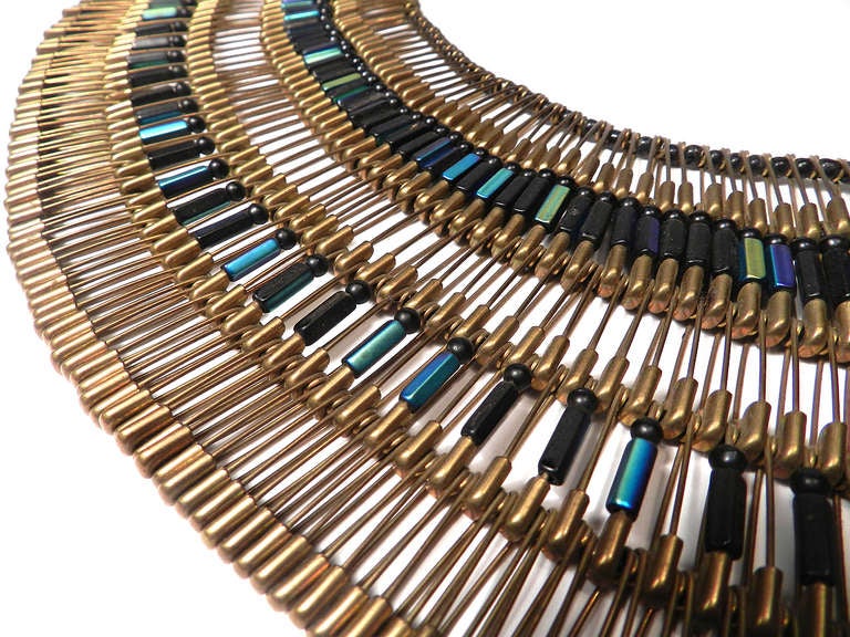 Primitive Folk Art Cleopatra Necklace - Made From 750 Safety Pins