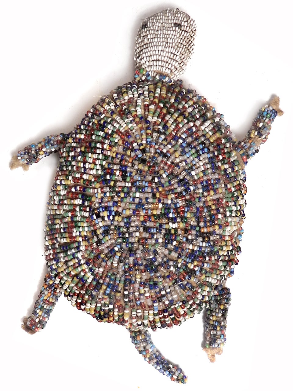 Early Sioux Indian Beaded Hide Turtle Fetish