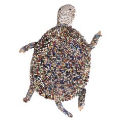 Early Sioux Indian Beaded Hide Turtle Fetish