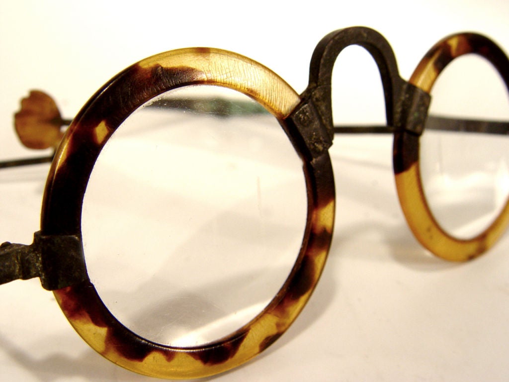 Copper Antique Chinese Ox Horn Eyeglasses - Shagreen Case