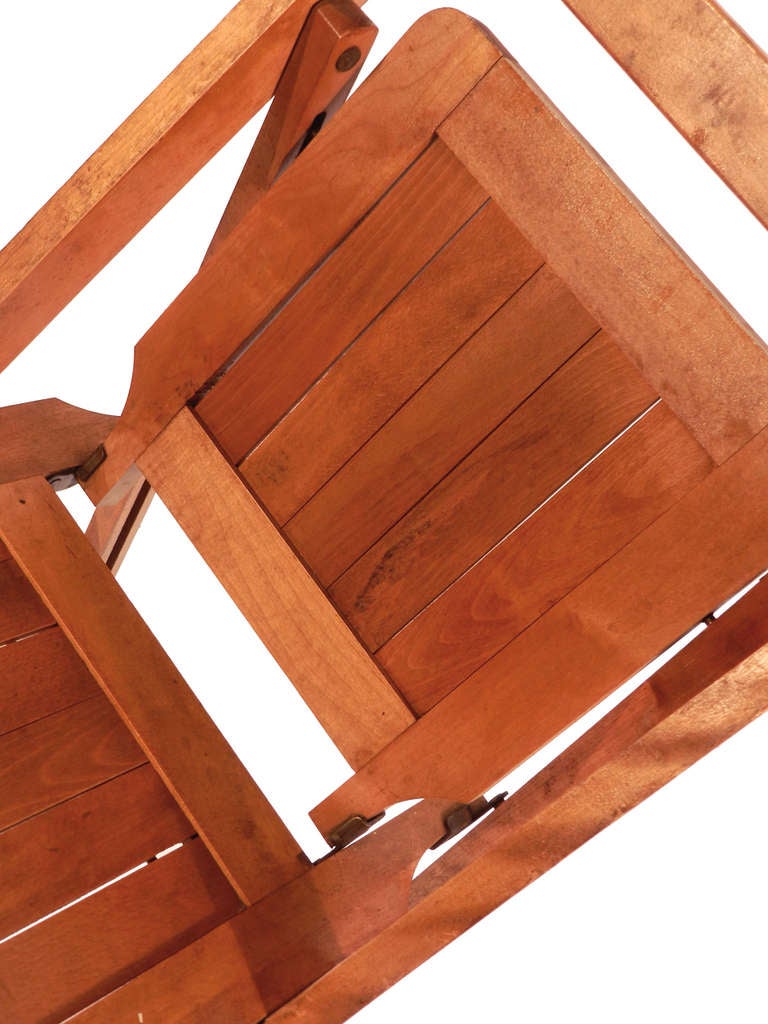 vintage wooden slat folding chairs