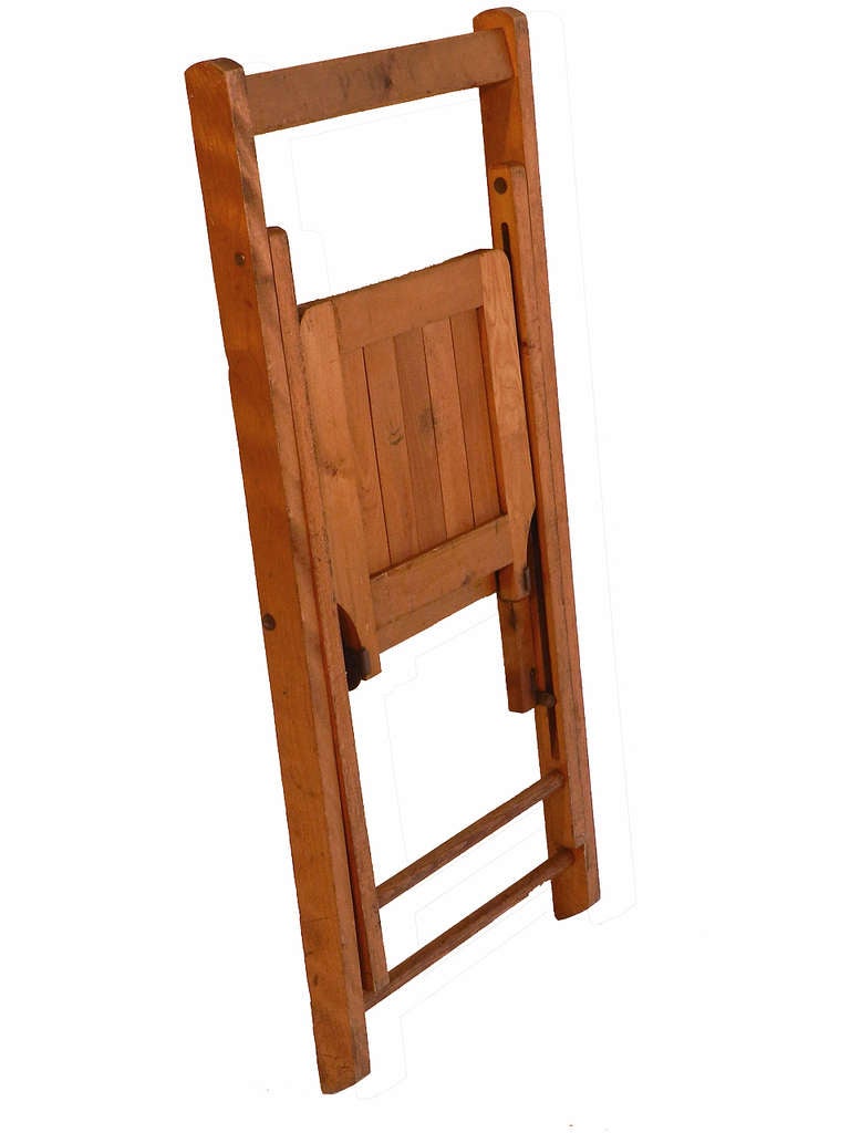 American Early Wood Slat Folding Chairs - Set of 4