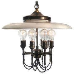 Large 8 Bulb Milk Glass Chandelier