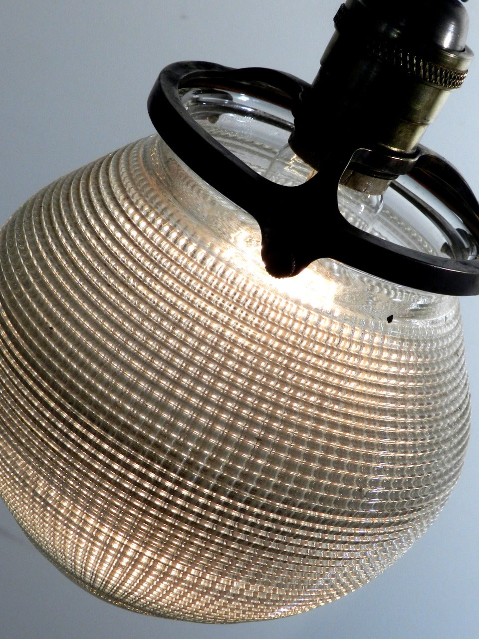 Industrial 1920s Acorn Prismatic Pendants by Holophane