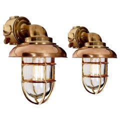 Large Pair of Heavy Ships Deck Sconce