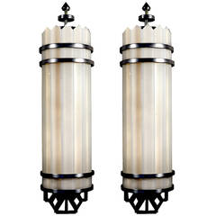 Pair of Whimsical Art Deco Theater Sconces Matching
