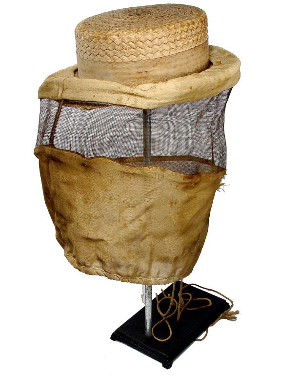 Early Straw Hat Bee Keepers Helmet In Excellent Condition In Peekskill, NY