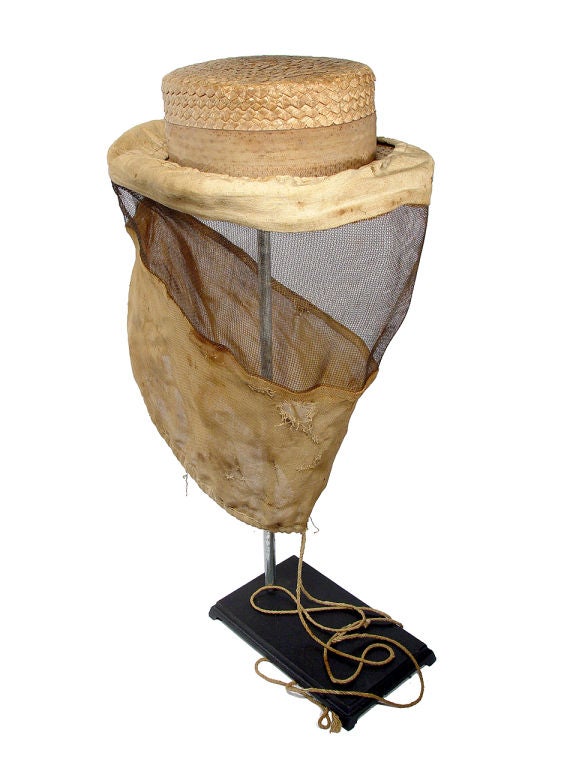 20th Century Early Straw Hat Bee Keepers Helmet