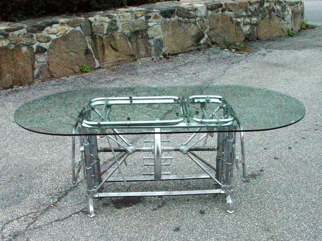 Elaborate Nickel Plated Antique Mechanical Table Base