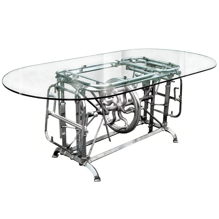 Elaborate Nickel Plated Antique Mechanical Table Base