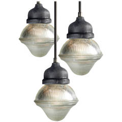 Retro Dome and Bell Holophane Pendants