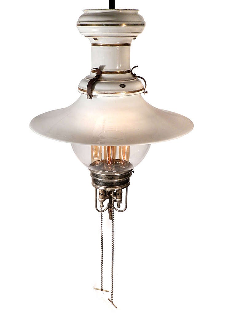 Industrial Large Rare 1901 Humphery Gas Lamp, Electrified