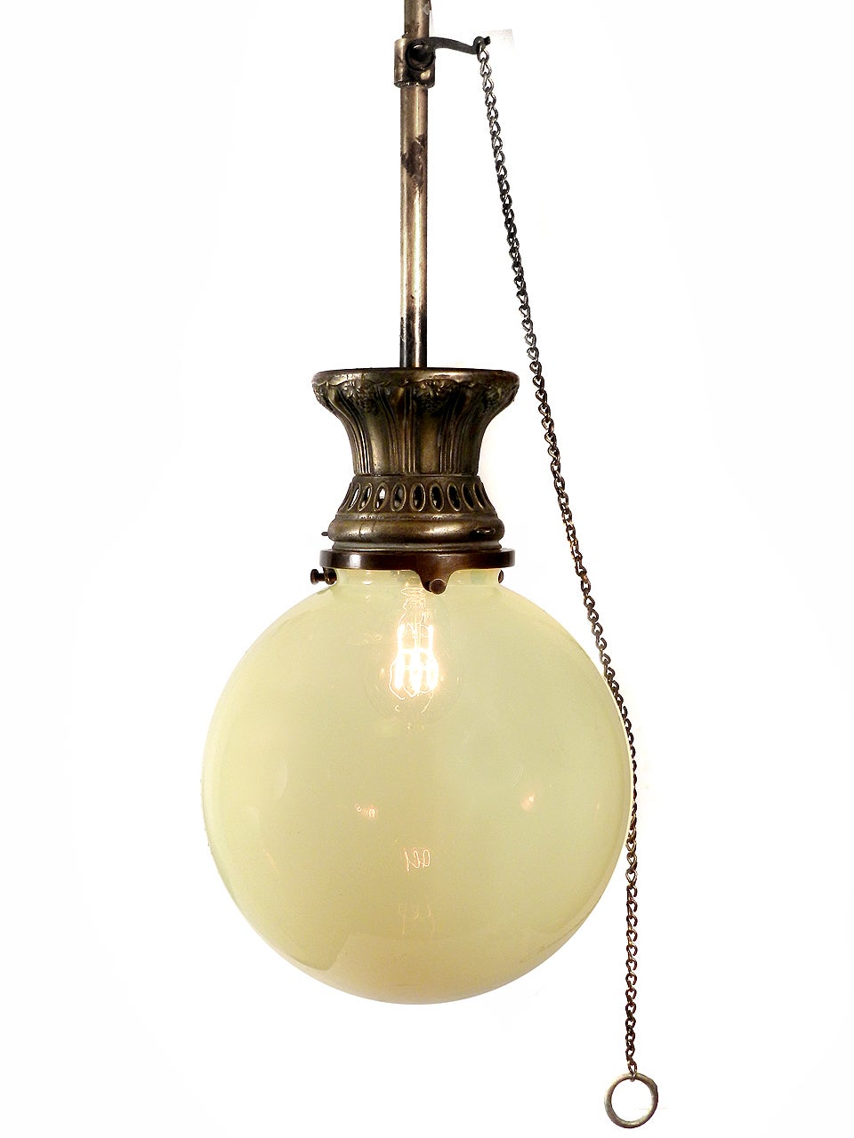 Converted Gas Lamp With Oversized Vaseline Glass Globe