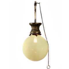 Converted Gas Lamp With Oversized Vaseline Glass Globe