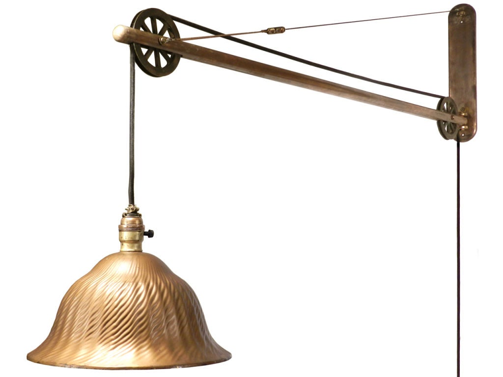 Gold Mercury Glass and Brass Swing Arm Pulley Lamps at 1stDibs
