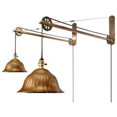 Gold Mercury Glass and Brass Swing Arm Pulley Lamps