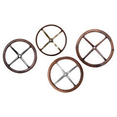 Antique Collection of 4 Early Automobile Steering Wheels