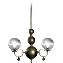 Double Globe Holophane Chandelier