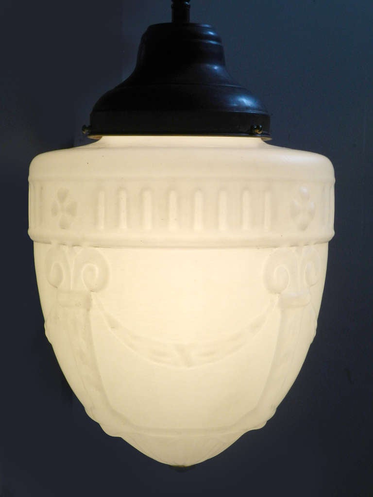We took this beautiful milk glass pendent right out of a Brooklyn Brownstone.
It's the perfect size and style for a front entrance hall.

Our new showroom is now open.
115 north Water Street
Peekskill NY 10566