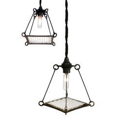 Collection of 12 Diamond Quilt Pendent Lamps