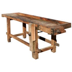 Used Hand-Hewn 1800s Cabinetmakers Workbench