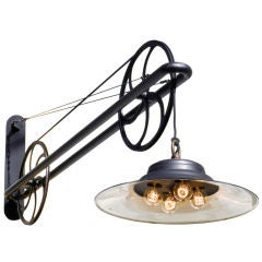 Large pulley Industrial Swing Arm Lamp