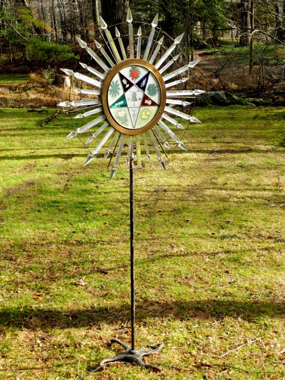 Stained Glass Huge Early Fraternal Alter lamp