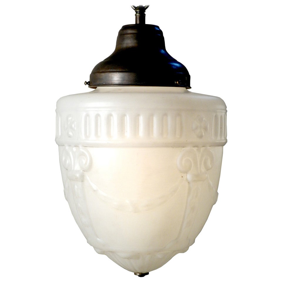 Large Decorative Milk Glass Acorn Pendent