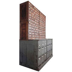 190 Draw Oak Step-Back Hardware Store Cabinet