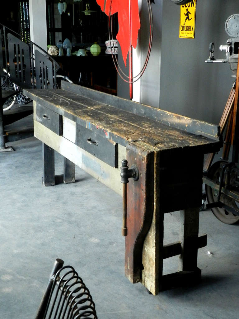 Primitive Early Workbench with Amazing Patina