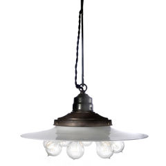 Striking 18" Flat Milk Glass Shade With 8 Lamp Halo Cluster Striking 18" Flat Milk Glass Shade With 8 Lamp Halo Cluster