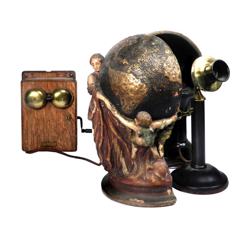 1910 Hid-A-Phone Desk Sculpture plus Telephone