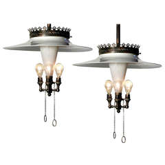 Matching Pair of Rare 1800s Pharmacy Gas Lamps