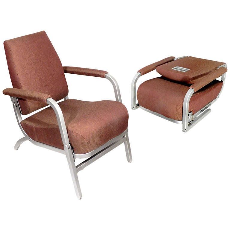 Original Pullman Train Car Folding Lounge - Matching Pair at 1stdibs