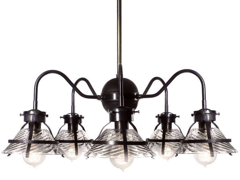 Industrial Five Shade X-Ray Chandelier