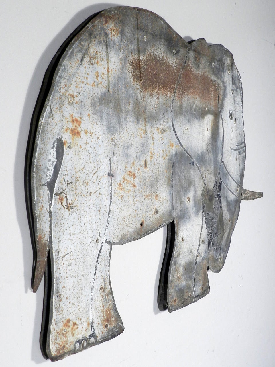 American Tin Folk Art Elephant Sign