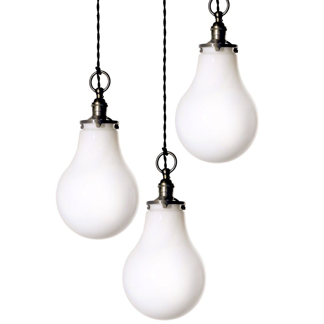 Milk Glass Bulb Pendants at 1stDibs